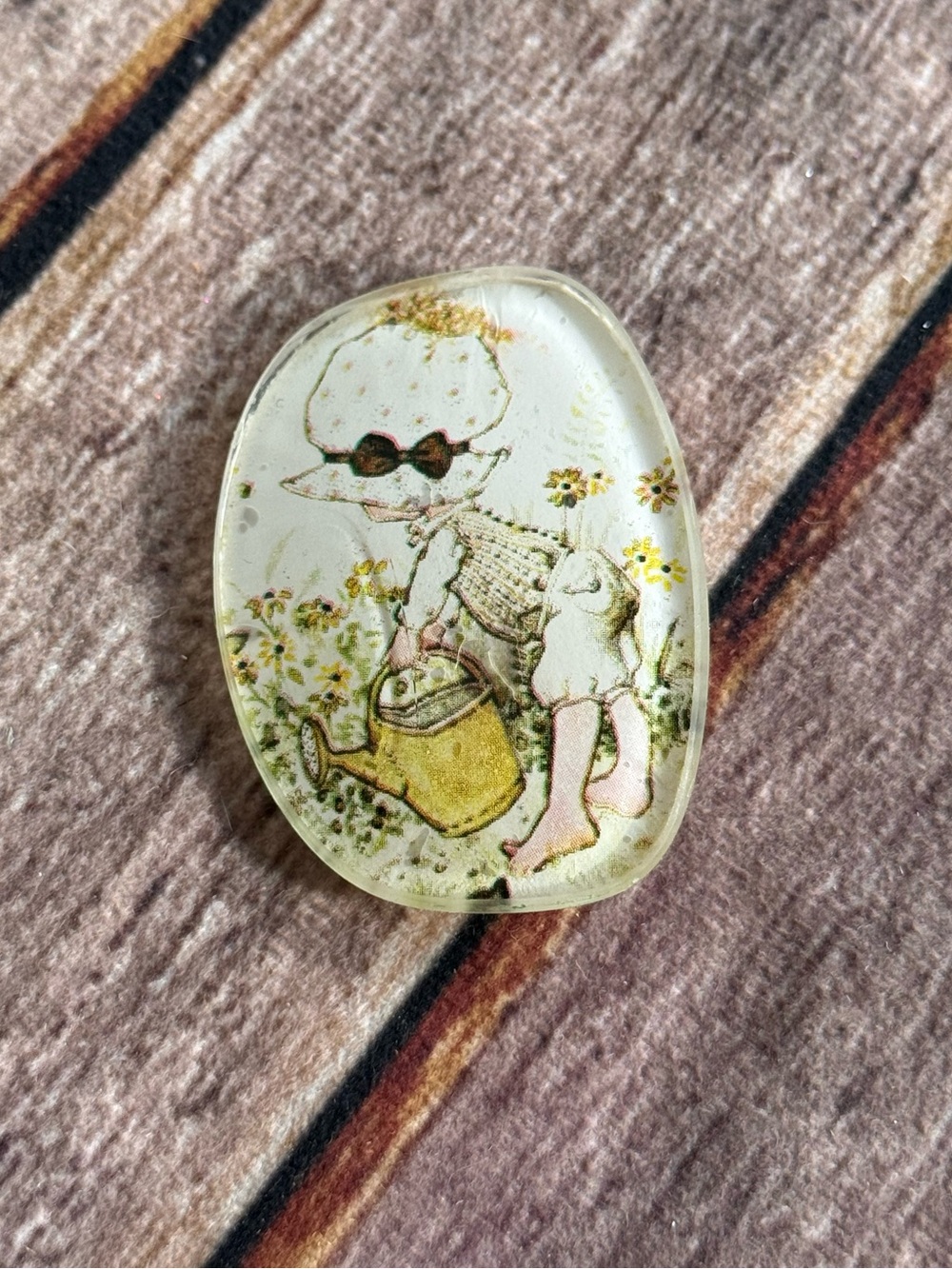 Vintage Holly Hobbie Oval Brooch